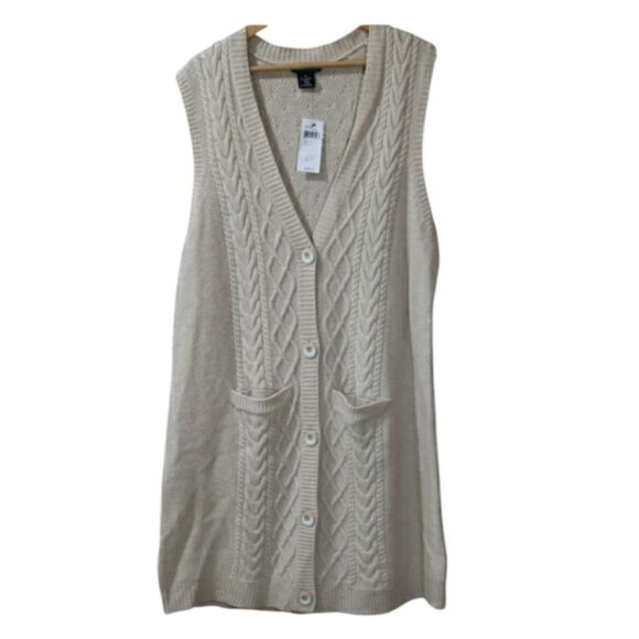 Sofia Cashmere Cable Knit Sweater Vest XL 100% Cashmere Taupe - Picture 1 of 16